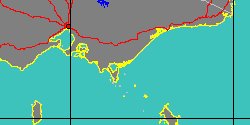 Map center:  S: 38° 38' 59'' E: 146° 40' 48''  - Grid: 5° - click to open